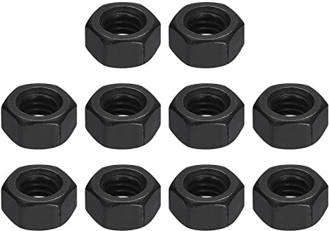 uxcell 5/16-18 UNC Hex Nuts, Carbon Steel Grade 8.8 Black Oxide Hexagon Nut for Screw Bolt, 10 of Pack