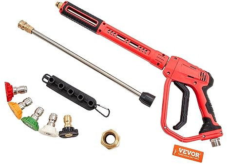 VEVOR Pistola de Lavado a presión, 4000 PSI, Varilla de extensión de Repuesto para Lavado a presión, Manguera de Entrada M22-14 mm Salida de 1/4, Mango Limpiador con 5 Puntas de Boquilla
