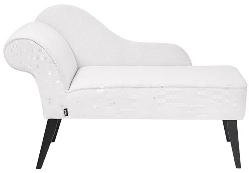 Beliani Vintage Left Hand Polyester Fabric Chaise Lounge Upholstery Black Legs White Biarritz