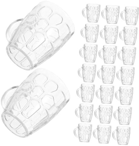 CAXUSD 50 jarras de cerveza en miniatura de plástico transparentes, mini jarras de cerveza para casa de muñecas, jarras de cerveza decorativas, modelos perfectos para accesorios fotográficos, mini