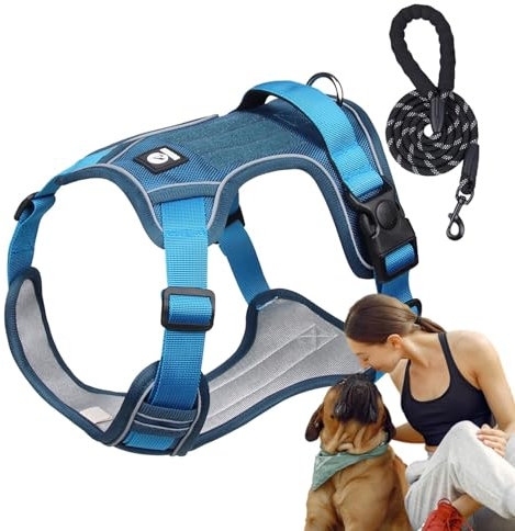 Hundegeschirr, Hundegeschirr-Set | Bequemes reflektierendes Hundegeschirr, verstellbares Hundegeschirr,Hunde-Brustgeschirr, Hunde-Zuggeschirr mit Seil zum Spazierengehen, Joggen, Wandern