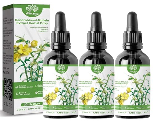 Clearbreath Dendrobium & Mullein Extrait de Gouttes d'herbes, Clearbreath Dendrobium & Mullein Extract, Soutien pulmonaire puissant, Essence Nettoyage et Protection Respiratoire,Herbal Essences (3)