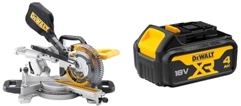 DEWALT DCS365N-XJ XR 184 mm Mitre Saw with XPS-Bare Unit, 590 W, 18 V, Yellow + DEWALT Battery