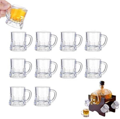 Mini tazas de cerveza de plástico, vasos de cerveza de plástico transparente de 1 onza, vasos de chupito de plástico transparente con asas, vasos de chupito con asas, vasos de degustación de cerveza