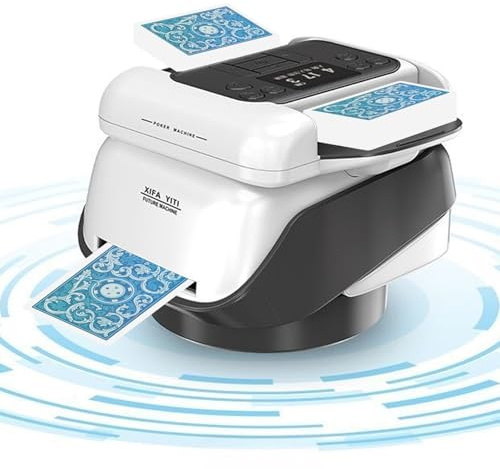 VexNook 2-i-1 automatisk kortblandare och kortsändare med stor batteritid – kortblandningsmaskin elektrisk rotera 360 grader för 1–8 spelare för UNO, Blackjack, Texas Hold'em