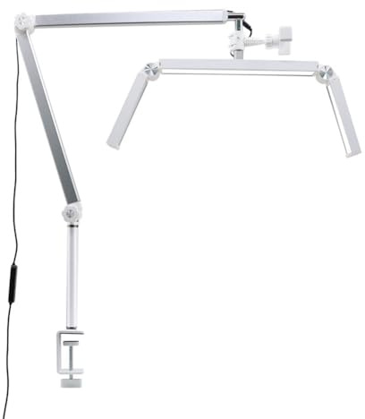 GNURBDILFO 30W Professionell Franslampa 30W Tre-Lampbordslampa 26- Fällbar Halvmånebelysning med Bordsklämma och Fjärrkontroll EU-