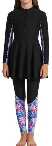 Happy Cherry Maillot de bain 2 pièces modeste pour filles avec pantalon de bain pour adolescentes à manches longues Rashguard pour filles, maillot de bain d'été pour le surf, vêtements de plage