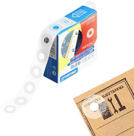 Refuerzos de perforación, anillos de refuerzo de agujeros, refuerzos de agujeros, refuerzos de agujeros, autoadhesivos, impermeables, etiquetas de papel de hojas sueltas, protectores de agujeros para