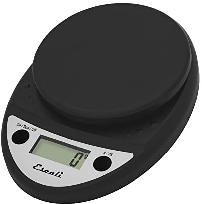 Escali Primo Digital Food Scale Multi-Functional Kitchen Scale and Baking Scale for Precise Weight Measuring and Portion Control, 8.5 x 6 x 1.5 inches, Black