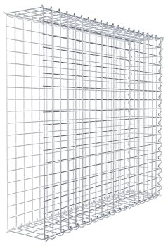 GABIONA Cesta de piedra de gavión rectangular, malla de 5 x 5 cm, profundidad de 20 cm, cesta de cultivo tipo 2, cierre de espiral, galvanizado (100 x 90 x 20 cm)