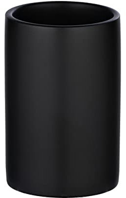 WENKO Porte Brosse à Dents, gobelet Salle de Bain Polaris, Noir Mat, Céramique, ø7,5 x 11 cm