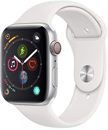 Apple Watch Series 4 44mm (GPS + Cellular) - Aluminiumgehäuse Silber Weiß Sportarmband (Generalüberholt)