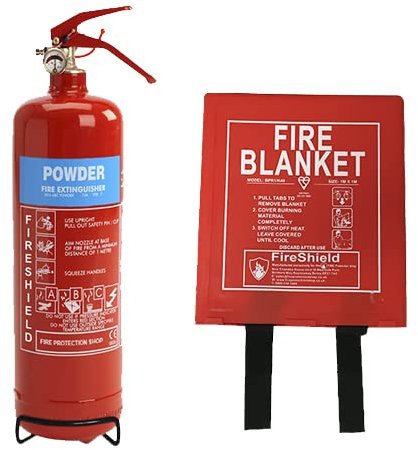 1kg ABC Dry Powder & 1.1m x 1.1m Hard Case Fire Blanket