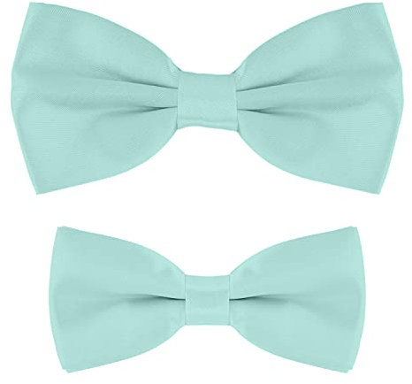 MASADA Vater-Sohn Fliegen Set im Partnerlook, bereits gebunden und verstellbar - Mintgrün