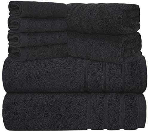 ZZZMRH Premium 100% Egyptian Cotton Towel Bale Set - 4 Pieces, super soft quick dry 550 Gsm Xlarge size, Black 4 Pieces Towel Set for Bathroom