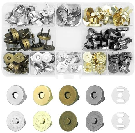 MABAHON 48 Stücke Magnetknöpfe 14mm und 18mm Magnetische Knöpfe 4 Farben Magnetverschluss Tasche Druckknöpfe Taschenverschlüsse für DIY Handtaschen Geldtasche Rucksack Mäntel Jacken