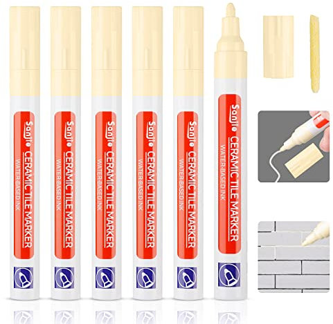 DONQL Grout Pen for Tiles Bathroom with Replacement Nib Tips - Anti-Grout Marker for Restoring Wall Floor Tiles (Beige)