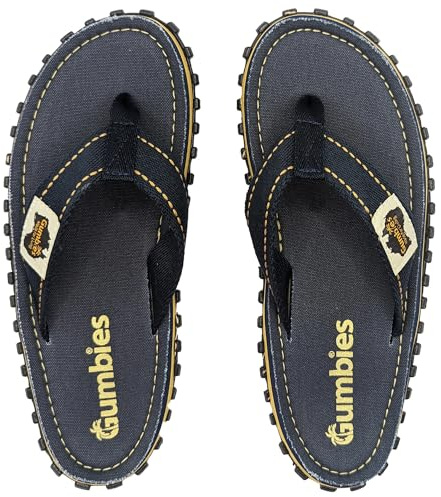 Gumbies Tongs Islander | Tongs classiques unisexes en toile avec semelle extérieure en caoutchouc recyclé et semelle intérieure en coton | profilées, légères et confortables au quotidien, Bleu marine