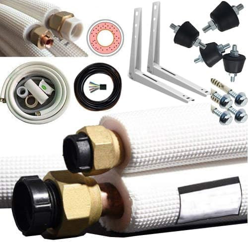 2x 5m Kupferleitung Kältemittelleitung Kupferrohr für Split Klima 24000 BTU Klimaanlage Klimagerät reines Kupfer (1x 3/8 Zoll + 1x 5/8 Zoll)