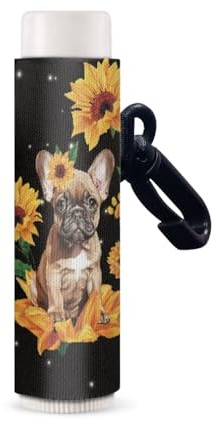 Hechitok Sunflowers Dog Chapstick Holder Premium Release Clip-on Sleeve Chap Stick Pouch Lip Balm Holsteror Lipstick Tracker for Women Girl