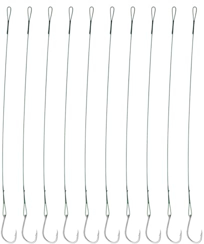 LT Easiyl Lot de 40 hameçons de pêche avec hameçons barbelés de 200 mm de long en acier au carbone pour pêche d'eau douce et salée