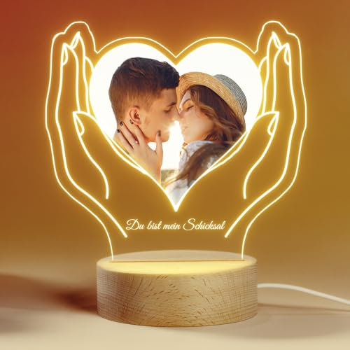 Easycosy Personalisierte Geschenke für Frauen Freundin - Acryl Bilderrahmen Nachtlicht mit Text - als Sinvolle Fotogeschenke für Sie & Ihn Paar Pärchen Partner zum Weihnachten Geburtstag Jahrestag