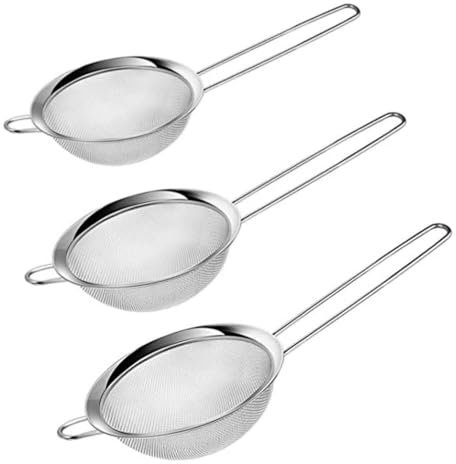 Sieves and Strainers Fine Mesh Strainer Plastic Sieve Kitchen Small Washing Beans Noodles Coffee Cooking Baking Floors Rice Tea Strainer Mesh Assorted Color(1 Pack) (Silver)