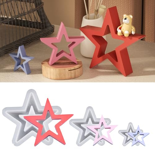 Moules à Bougies de Noël - 3 Pièces en Silicone, Étoile de Noël, Pour le Moulage