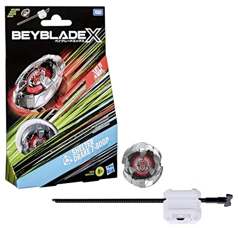 Beyblade X Shelter Drake 7-80GP BX Starter Pack Set with Takara Tomy Balance Type Top and Launcher, Battling Tops Game Toys, Ages 8+