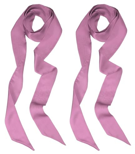 PATIKIL Sciarpa a Nastro Elegante, 2Pz Sciarpa Skinny a Tinta Unita Pura Lunga Foulard Seta Satinata Cinture Sash Capelli Sciarpe per Borse a Mano Nastro Cravatta per Donne, Rosa Scuro