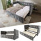 Merax Upholstered Sofa Bed with USB and Type C Charging Stations, Stylish Daybed with Trundle for Living Room and Bedroom, 2 Seater Sofa, 3FT Single Bed with Pull out Trundle, 90x190cm, Velvet, Grey