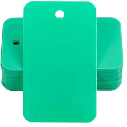 SOFPLATE 200Pcs Étiquettes D'Expédition Vertes Étiquettes en Plastique Vierges et Imperméables Trou à Œillet Rectangulaire de 1.18 x 1.97 Pouces Étiquette D'Identification à Suspendre Étiquetage pour