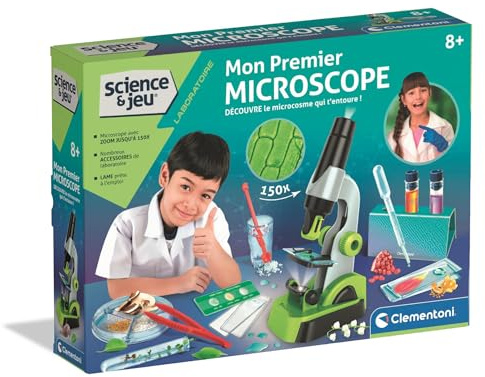 Clementoni | Mon Premier Microscope – Jouet Scientifique Enfant 8 Ans+ | Zoom Jusqu’à 150x | Kit Observation avec Lames et Accessoires | Activité Sciences Naturelles | Idée Cadeau Éducatif