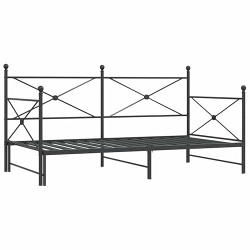 vidaXL Dagbädd med rull utan madrass svart 107x203 cm stål