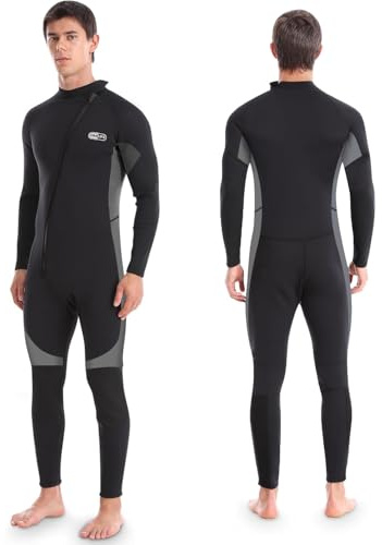Gimilife våtdräkt för män, 3 mm neoprendräkt herr långärmad, wetsuit för dykning surfing snorkling paddling, svart