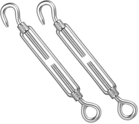 RunXinDa 2 Stück Spannschloss M8 Edelstahl Drahtspanner, Spannschlösser Edelstahl, Drahtseil Spanner, Verstellbare Spannschloss Draht Spanner, Spannhaken Seilspanner mit Haken