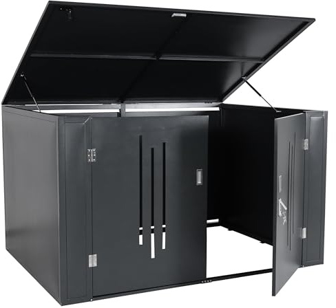 PROREGAL 4er-Fahrradgarage HxBxT 121x202x150cm Anthrazit Gerätehaus Fahrradbox mit Deckel universal