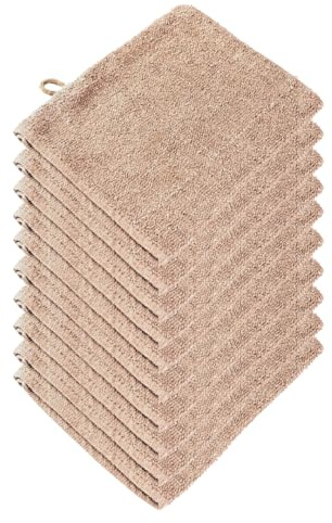 Clinotest Colección de toallas de algodón 100% – Calidad Premium (beis, 10 manoplas, 16 x 22 cm)