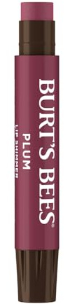 Burt's Bees Lip Shimmer Plum, Moisturising Lip Shimmer with Peppermint Oil, 100% Natural Origin, 2.55g