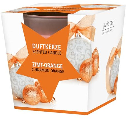 pajoma® Duftkerze, Zimt-Orange - im satinierten Glas | 120g Wachsgewicht, Brenndauer: 25 Stunden, in edler Geschenkverpackung | Premium Qualität