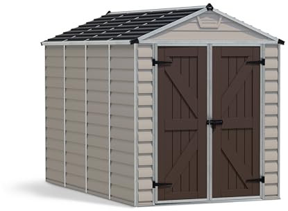 Palram Canopia by Gerätehaus Skylight 6x10 Geräteschuppen Metall 304 x 185 cm TAN Polycarbonatplatten rostbeständig UV-Schutz