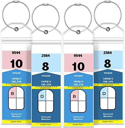 GreatShield Soporte de Etiquetas de Equipaje para Crucero - 4 Pack | Bolsa de PVC Resistente a la Intemperie con Cierre de Cremallera y Presillas de Acero Cruise Tag Holder para Maletas