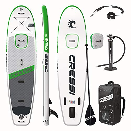 CRESSI Kinilau 2.0 Edition SUP 10'6, Tavola Gonfiabile per Praticare Lo Stand Up Paddling Unisex Adulto, Bianco/Verde, Taglia Unica