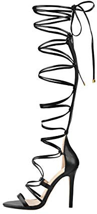 Only maker Damen Riemchensandalen Gladiator Sandaletten Stiletto Absatz Sandalen Schwarz 39 EU