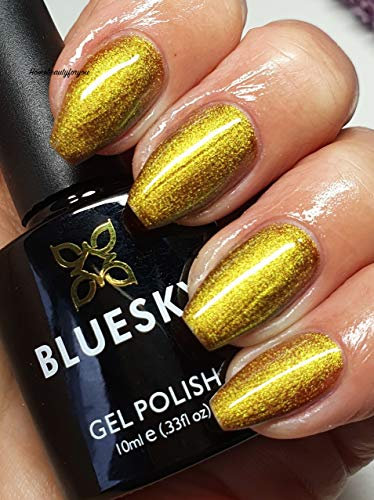 Bluesky Gel Polish Autumn Winter GOLD GREEN METALLIC SHIMMER 2020 CITY VIBES EXCLUSIVE AW2019 ANTARCTICA NAIL UV/LED Soak OFF