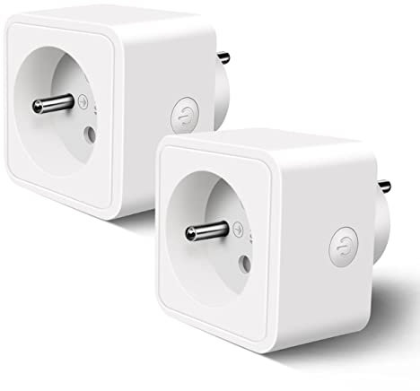 Prise Connectée WiFi, Extrastar Prise Intelligente Compatible avec Alexa et Google Home, Françaises Programmables avec Contrôle à Distance, Contrôle Vocal et Fon Blanc