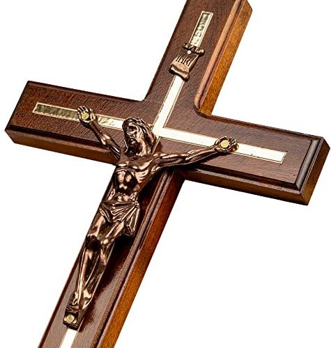 Woodvio - Handgefertigtes hölzernes Wandkreuz, traditionelles katholisches Kruzifix