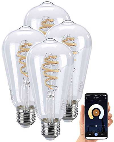 Luminea Home Control LED-Lampen Alexa: 4er-Set LED-Filament-Lampe E27, CCT, 4,5 W (ersetzt 35 W), für ZigBee (Alexa-Licht, Leuchten, Leuchtmittel kaltweiß)
