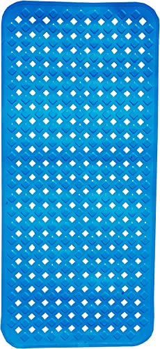 JAGKUL Extra Long Bath Mat Non Slip for Bathroom and Bathtub with Drain Holes & Suction Cups 88x40,Machine Washable,Shower Mat Ideal for Elderly & Children (Blue)