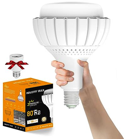 LED Lampen 150W E40 Neutralweiß (Entspricht 1200W Glühbirne), LED Birne Industrielampe mit E27 Adapter, 19500LM 4000K 120° Abstrahlwinkel Sparsam LED Leuchtmittel für Straßenlampe Werkstatt Lager